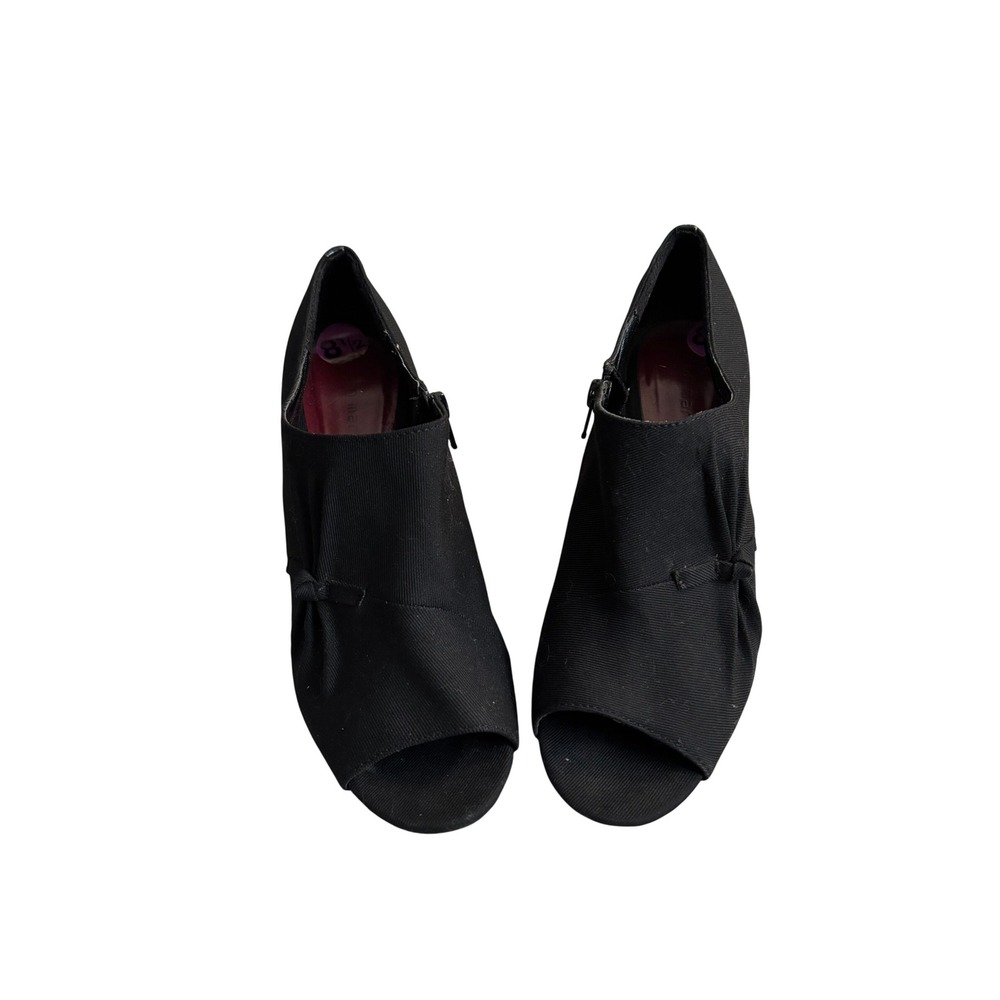 Alfani Black Peep Toe Booties Fabric Ankle Boots Stiletto Heel Size 8.5M